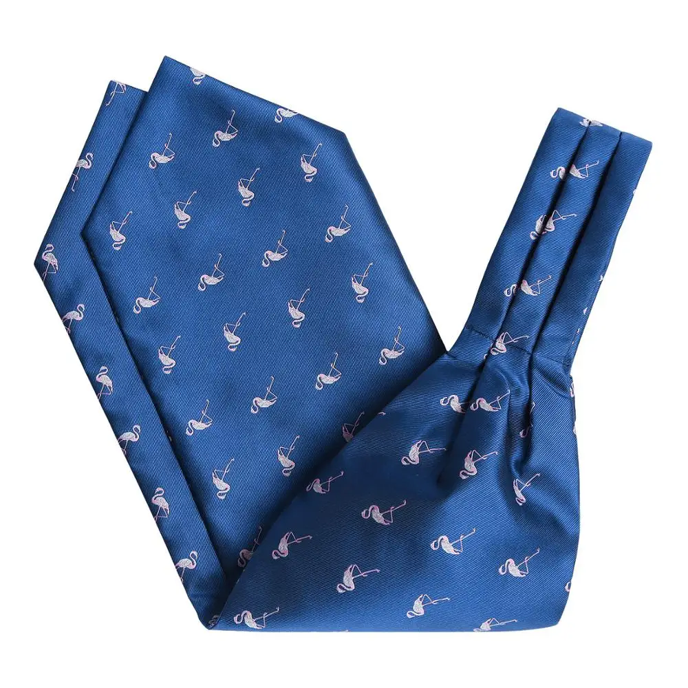 HISDERN Check Paisely Floral Flamingo Cravat Woven Classic Men's Necktie Red Navy blue#RFP Wedding Party