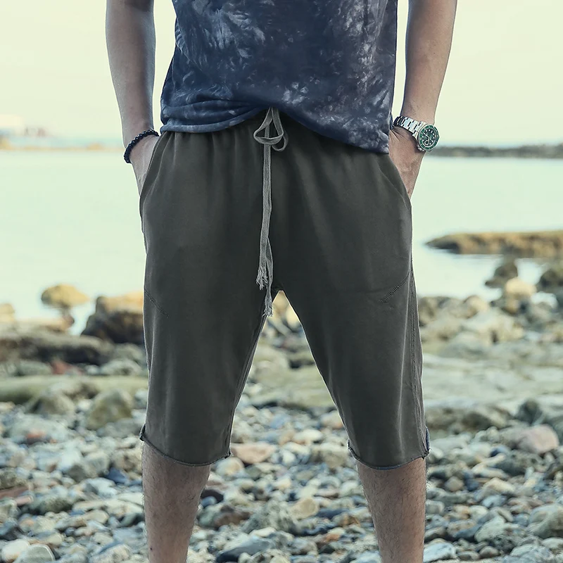 Новое летнее платье, мужские спортивные брюки с эффектом стирки, мужские пятиминутные брюки, темно-серые мужские шорты для активного отдыха K712