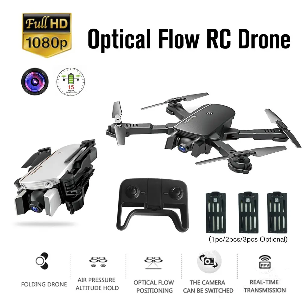 

Foldable RC Drone with 1080P Dual Camera FPV RC Helicopter Aircraft Headless Mode Optical Flow Remote Control Toys