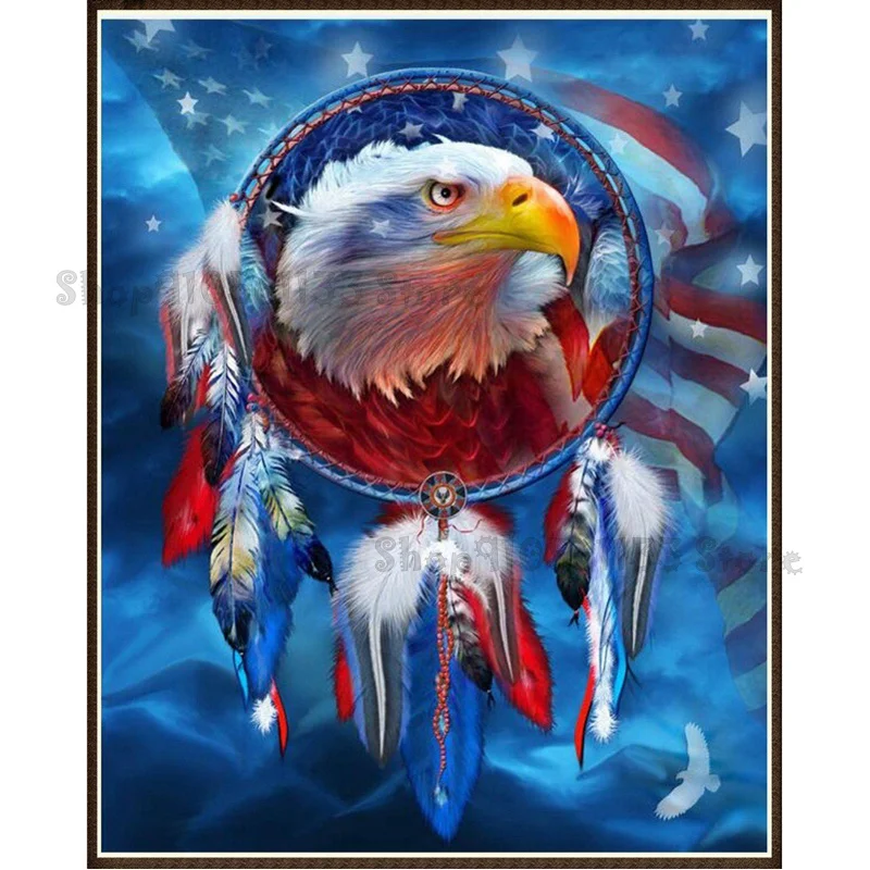 5d Diamond Painting Usa bald eagle feathers flag DIY Embroidery Mosaic Full drill Square Round rhinestone decor GG4230 | Дом и сад