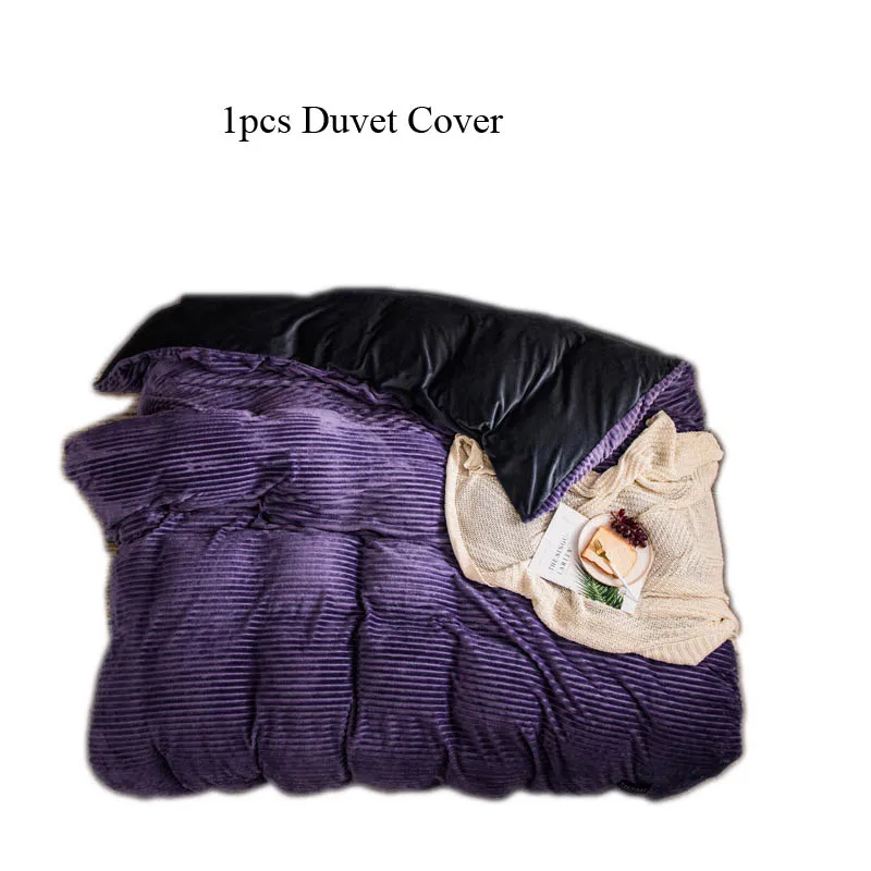1pc duvet cover-D 4 шт., зимний теплый двухсторонний фланелевый Комплект постельного белья, бархатный плоский лист, пододеяльник и комплект наволочек для 1,8-2 м кровати - Цвет: 1pc duvet cover-D