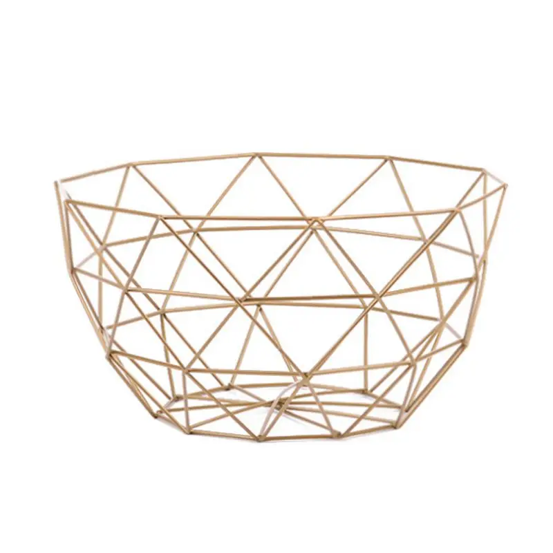 

New Nordic Storage Baskets Gold Metal Art Snacks Candy Fruit Basket for Living Room Desktop Kitchen Organizer Basket
