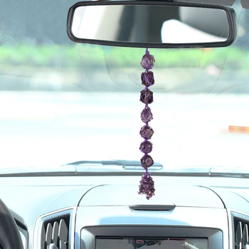 

Car Pendant Multicolor Natural Stone Crystal Pendant Car Interior Decoration Tassel Pendant Decoration Car Interior Accessories