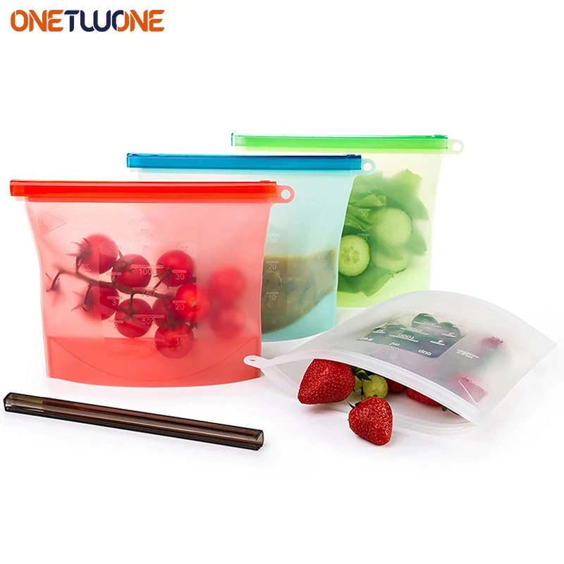 Silicone Bag Zipper Food Food Bag Food  Reusable Silicone Food Storage Bags  - New - Aliexpress