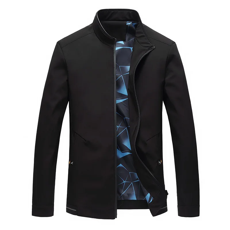 Осенняя Хлопковая мужская приталенная Повседневная бейсбольная куртка для мужчин, Высококачественная Мужская куртка на молнии, модная мужская одежда, M-4XL 8816 - Цвет: Черный