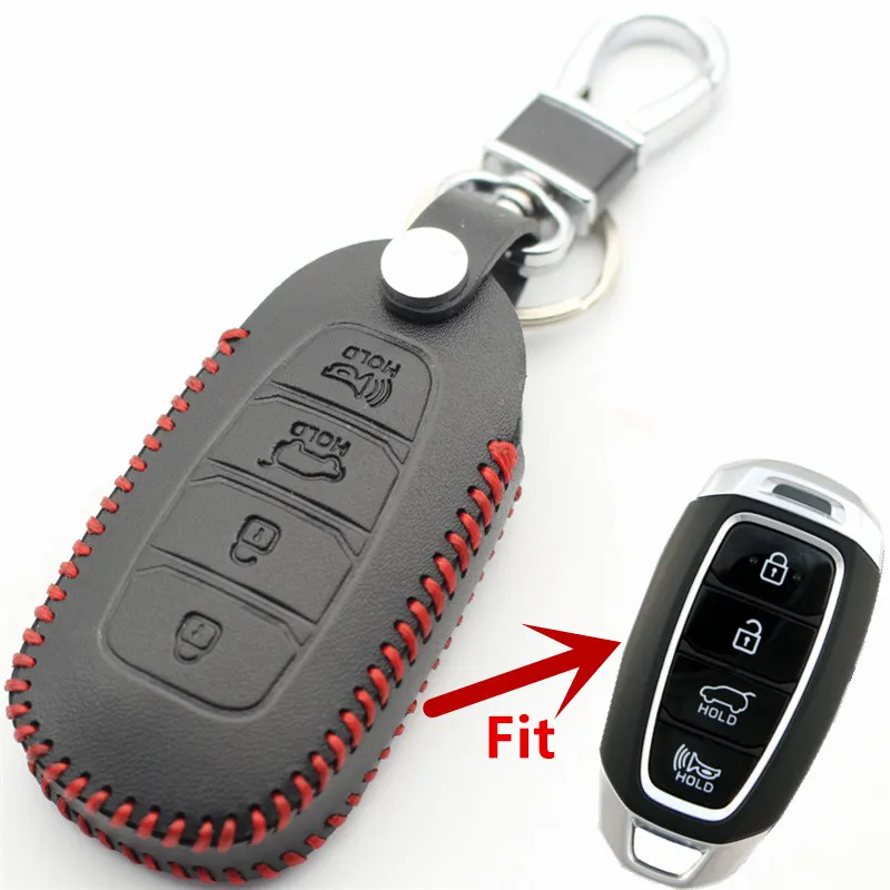FLYBETTER из натуральной кожи 4 кнопки Smart Key чехол для hyundai Santa Fe TM/Palisade/Grandeur/Azera/Elantra GT/Kona L529