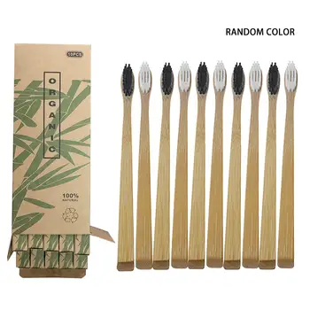 

10pcs/Set Natural Pure Bamboo Toothbrush Soft-bristle Charcoal Square Wooden Handle Toothbrushes Dental Care Tools