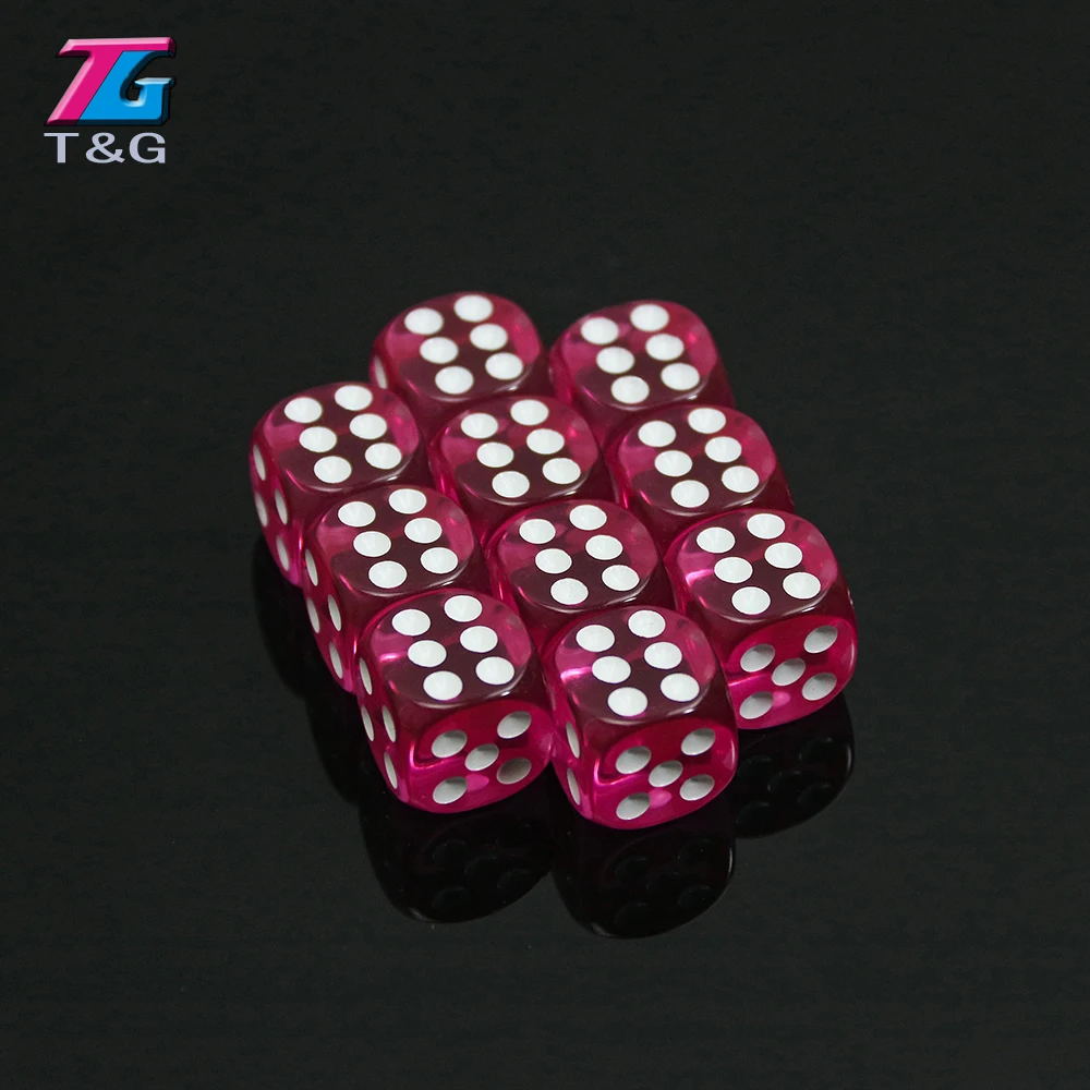 Colorful 14mm 10pcs/set Acrylic Transaprent d6 Dice 6 sided gambling red blue green yellow purple for Drinking Board Game|d6 dice set|dice board