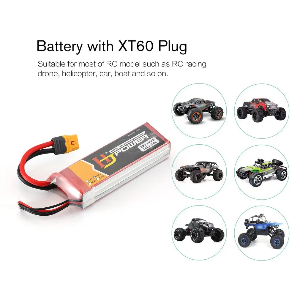 HJ 11,1 V 2200MAH 70C/30C 3S Lipo аккумулятор XT60 разъем Перезаряжаемый для RC гоночный Дрон вертолет модель автомобиля лодки