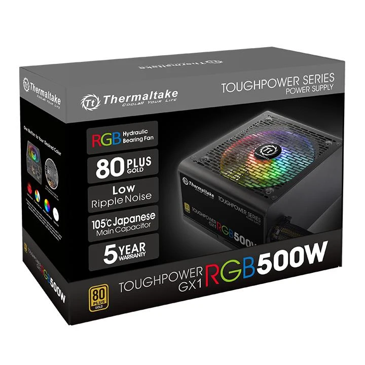 Блок питания Thermaltake ATX 500W Toughpower GX1 RGB 80+ gold(24+4+4pin) APFC 120mm fan color LED 6