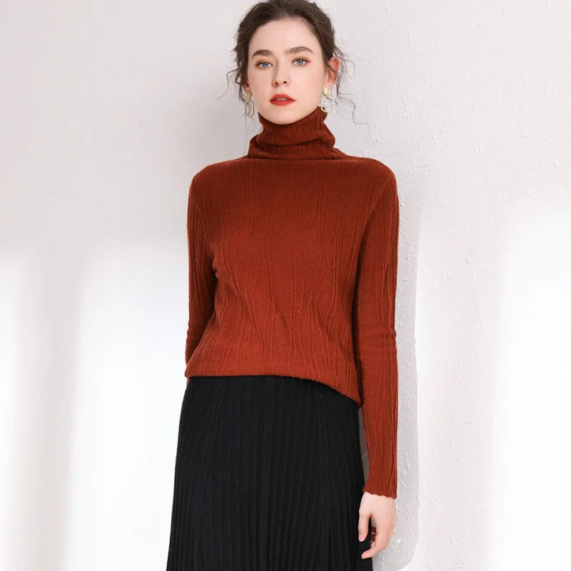 New Style Slim Fit Cashmere Sweater WOMEN'S Woollen Sweater Long-Sleeve Pullover Base Shirt Short Piles Collar Sweater
