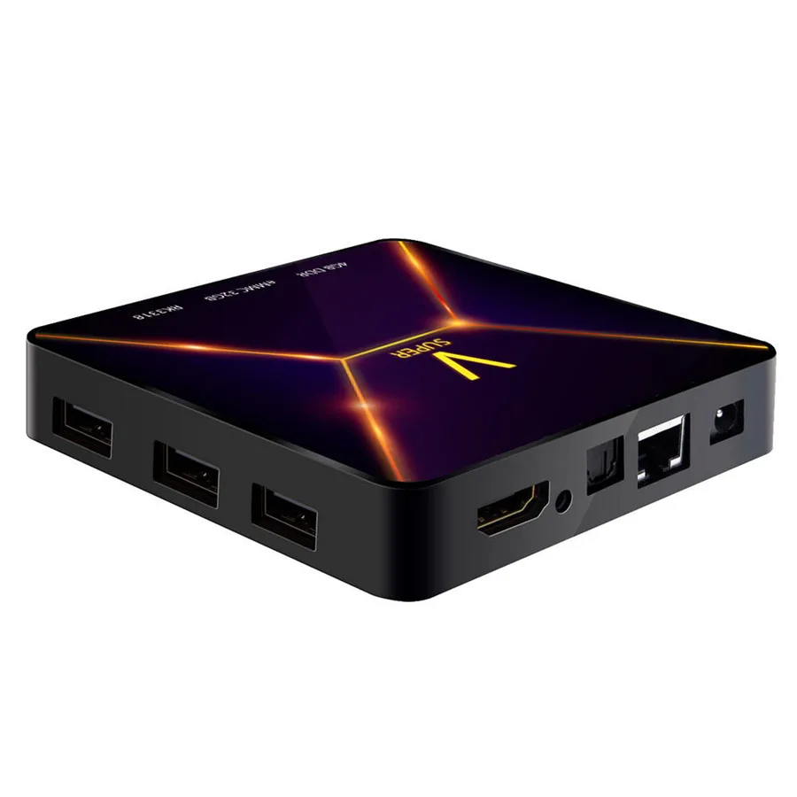 Android 9 Tv Box 4k Super V 4GB 32GB Android 9,0 Rockchip 3318 четырехъядерный BT4.0 USB3.0 2,4G/5G двойной wifi 3D телеприставка