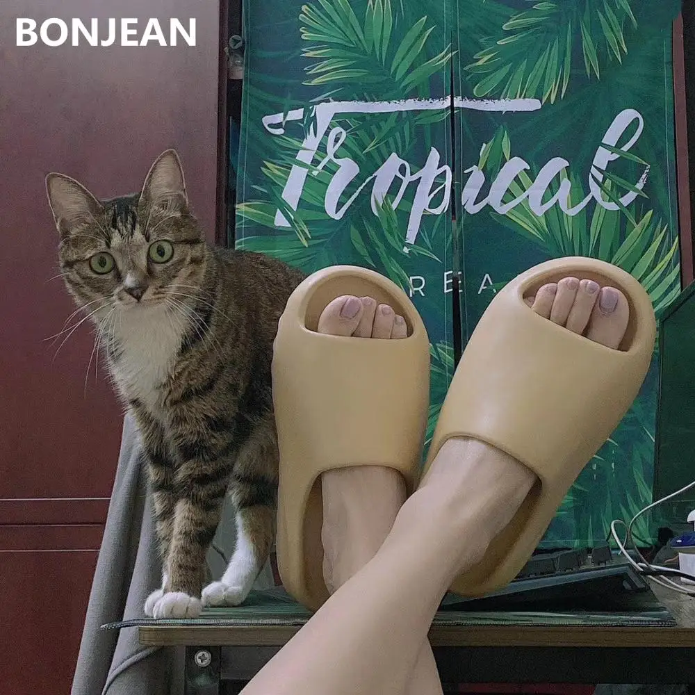 Sandalias playeras para mujer, Chanclas de Boca de pescado a la moda para hombre, chanclas ligeras blancas de hueso, de verano