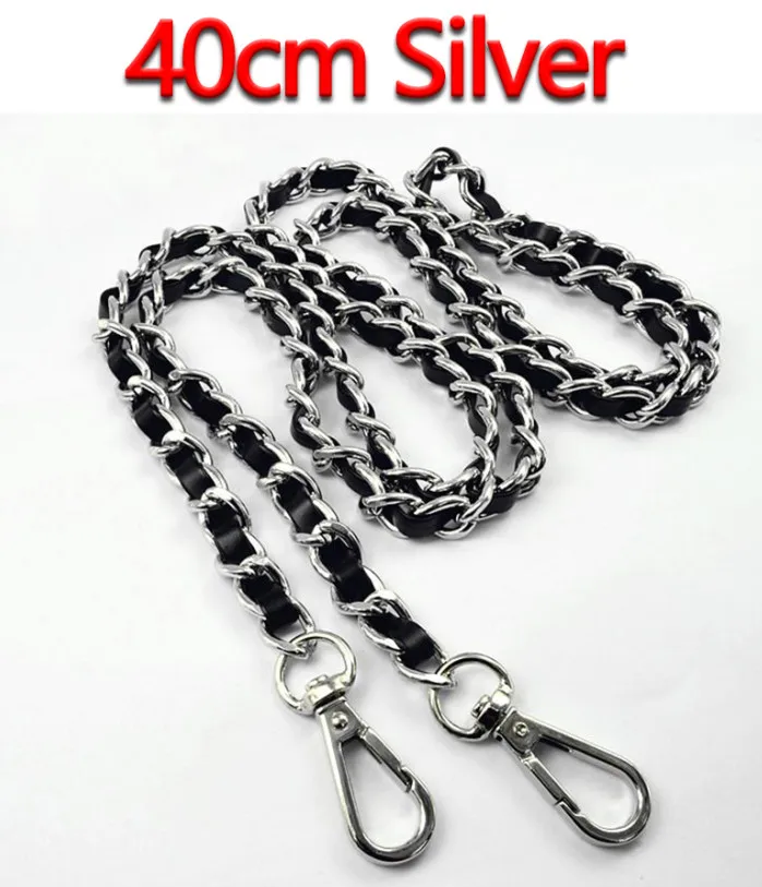 DIY 40 см-140 см черная ручка для кошелька из искусственной кожи 11 ММ сменная металлическая Золотая, серебряная, бронзовая, черная сумка на плечо с цепочкой - Цвет: 40cm Silver