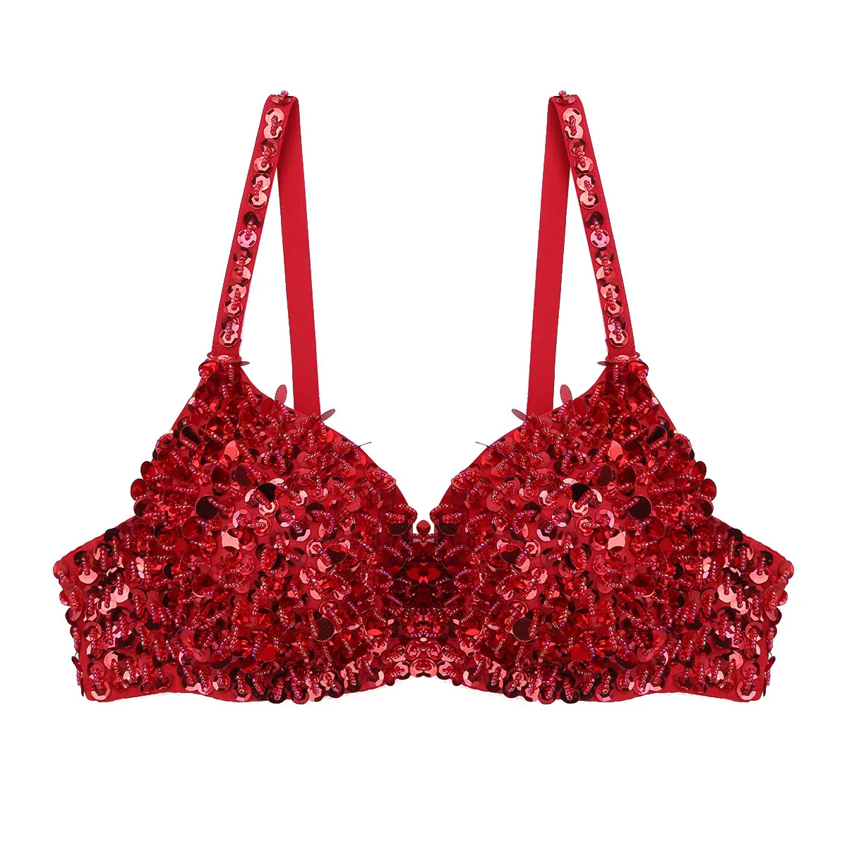 Women's Sequin Beading Padded Bra Bralet Bra Ladies Sparkle Top Bra  Clubwear