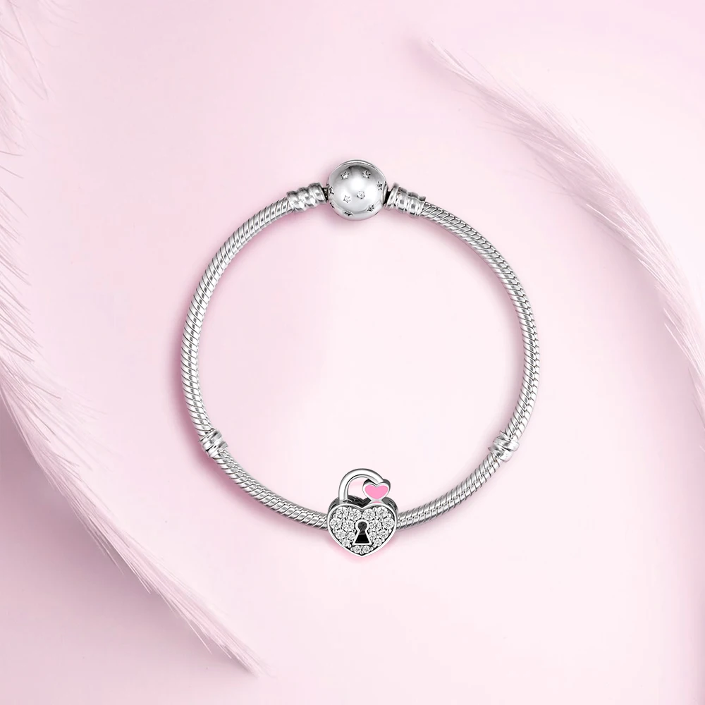DIY подходит для браслетов Pandora Charms Висячие бусины с прозрачными фианитами 925 пробы-серебро-ювелирные изделия