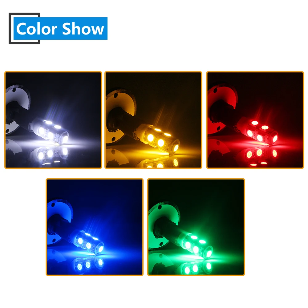 4 шт., 24 В, w5w, T10 5050, 9 SMD светодиодный светильник для грузовиков, дверей, номерного знака, габаритные огни, белый, синий, красный, зеленый, янтарный, розовый, разные цвета