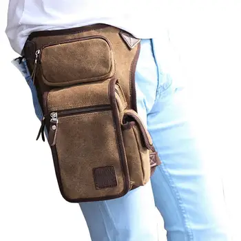 

Men's Canvas Drop Leg Bag Fanny Pack Waist Thigh Hip Bum Belt Military Travel Motorcycle Riding Messenger Shoulder Bag New