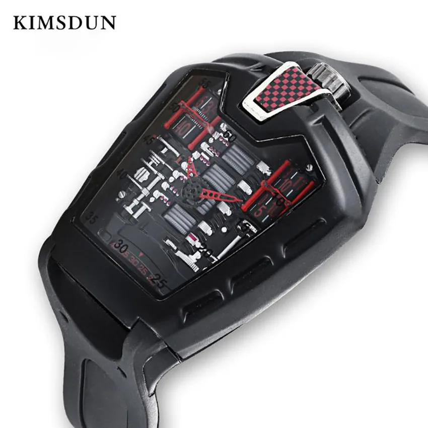 

KIMSDUN Men watch Personality Men's Watch Silicone Belt Waterproof Quartz Sports Watch Luxury Wrist Watches Relogio Masculino