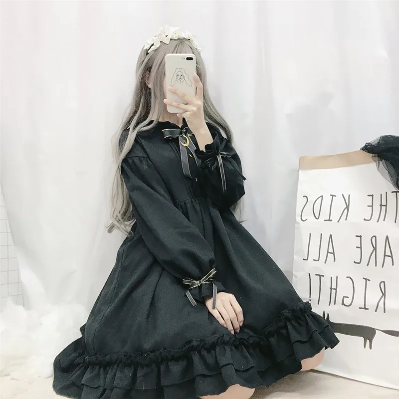 Платье в стиле Лолиты Мягкая юбка ретро с милым бантом и Луной Милая оборками
