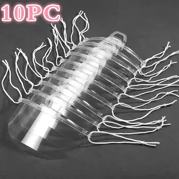

10PC Adult Protective Face Shield Anti-fog Anti-splash Anti Droplet Face Cover Mask Reusable Washable Transparent Facemask
