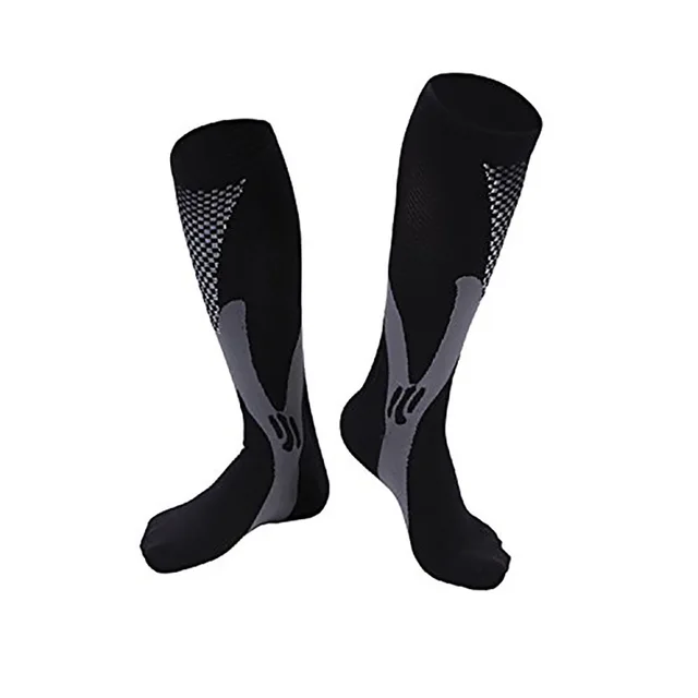 Men Women Compression Running Gym Socks Knee High Support Stockings Breathable Cycling Sports Socks for Socer Basketball Sport black