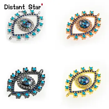 

31*19mm Eye Exquisite Diy Jewelry Accessories Bracelet Necklace Jewelry Making Copper Cubic Zirconia Connector Abalone Shell