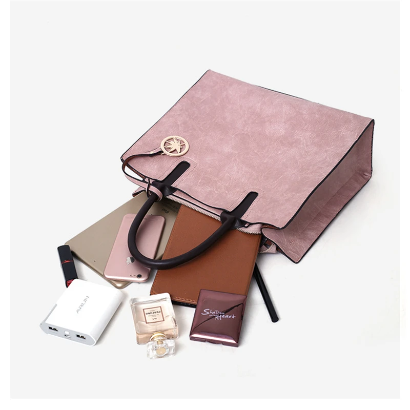 3PCS Women's Bag Set Fashion PU Leather Ladies Handbag Solid Color Messenger Bag Shoulder Bag Wallet Bags For Women 2019