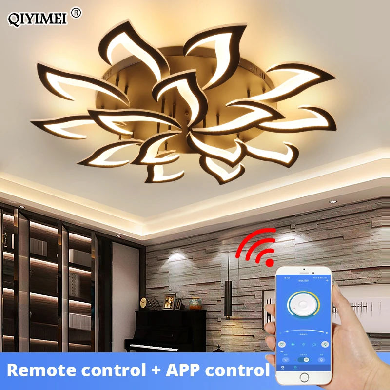 Black/White Modern LED Chandelier Light Dining Indoor Iron Lighting For Bedroom Loft Hall Living Study Room Acrylic Fixture Lamp