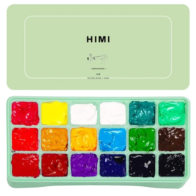 HIMI Gouache Paint Set 30ml 18/24 Colors Jelly Cup Non-Toxic Gouache Artist  Watercolor Paints & Palette Painting Art