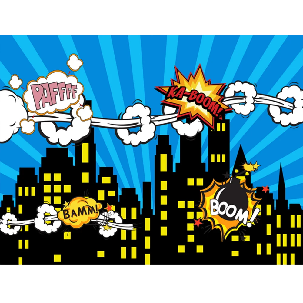

Superhero City Building Super Hero Baby Shower Birthday Party Backdrop Vinyl Photography Background For Photo Studio Photophone