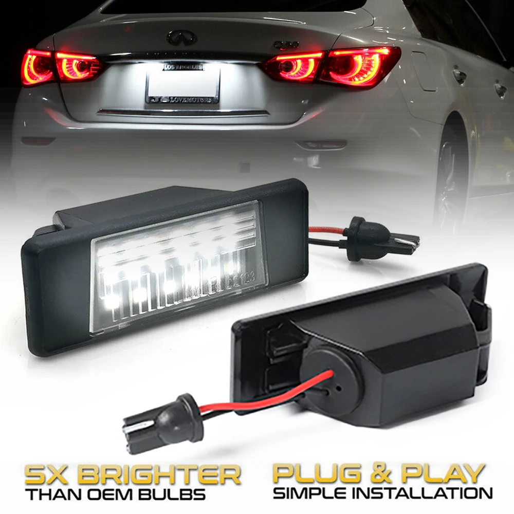 LED License Plate Light For Infiniti Q50 Nissan Qashqai J11 Primera P12