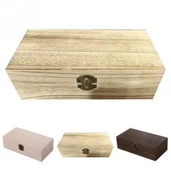 

Lock Lid Sundries Organizer Space Saving Gift Container Travel Makeup Rectangle Wooden Storage Box Jewelry Case Dustproof Crafts