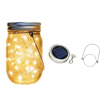 

Mason Jar Solar Lights, 2 Meter 20 LED Fairy Lights with Jars and Hangers, Waterproof Hanging Solar Lights for Garden