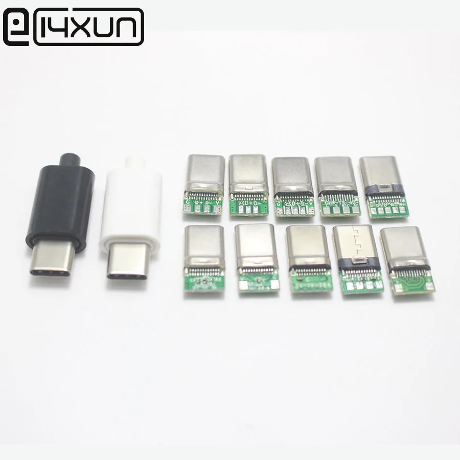 USB Type-C Connector 2Set USB Type-C 4Pin 5Pin 6Pin 9Pin Plug for DIY OTG Data Plastic Charging Connector for OD 3.0mm2 Cable