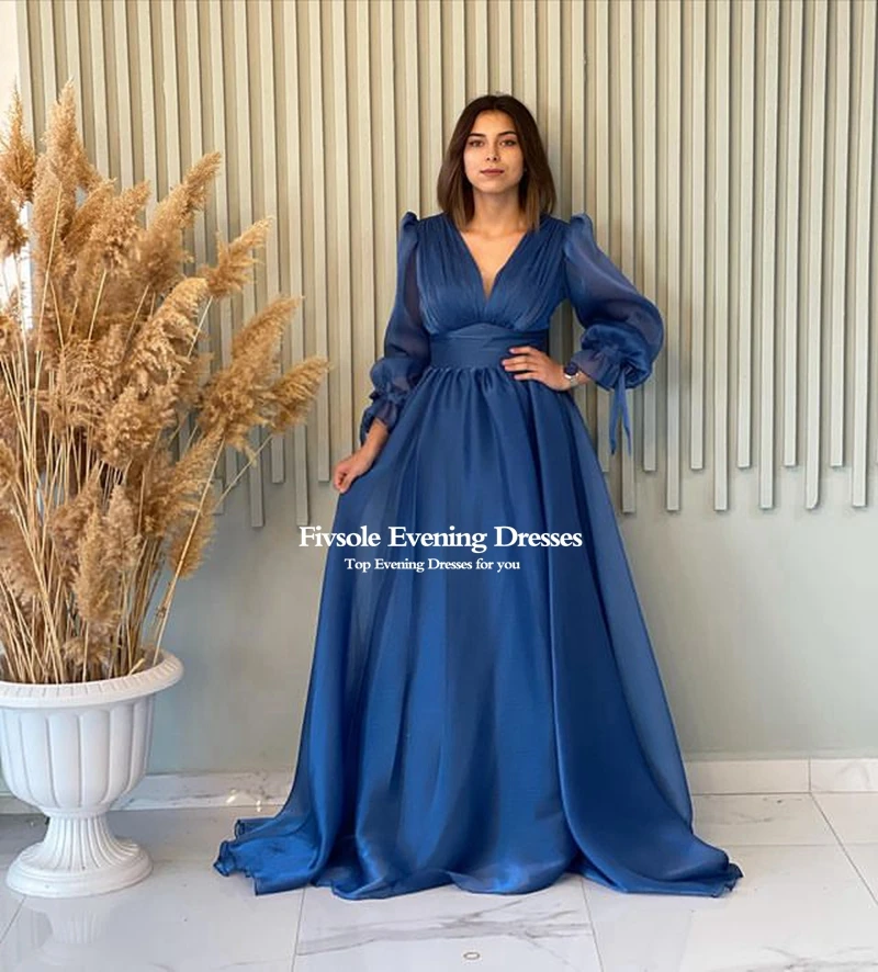 Fivsole 2022 Cap Sleeves Long Evening Dresses A Line Organza Formal Party Prom Gowns Dress Event Vestidos Robes De Soirée