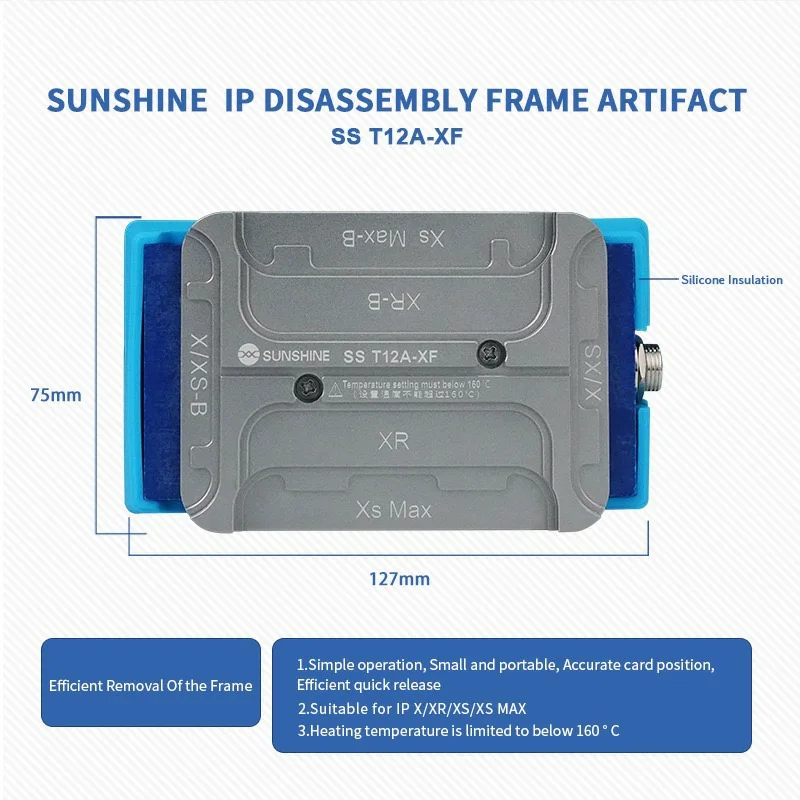 Jyrkior SS T12A-XF 4 в 1 кронштейн для удаления подогревателя для iPhone X, XR, XS, XS, MAX, быстро удаляет среднюю рамку, нагревательная платформа, инструменты