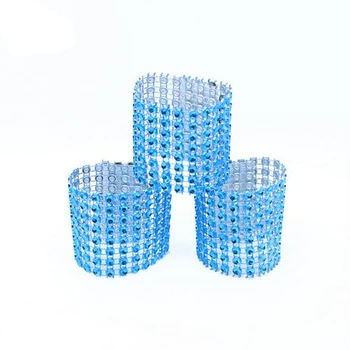 

100Pcs Plastic Rhinestone Wrap Blue Napkin Ring New Napkin Rings Chair Buckle Hotel Wedding Supplies Home Talbe Decoration