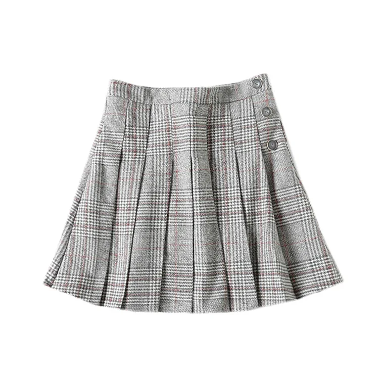 

A Generation of Non-mainstream Tune Retro British Style Pattern Woolen Pleated Half-length Short Skirt Entity