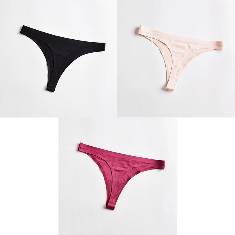 Женское нижнее белье, сексуальные шелковые бесшовные спортивные бесшовные трусики, женские стринги, нижнее белье, кюлоты, трусы с низкой талией, 3 шт., Aofeiqike - Цвет: black pink red