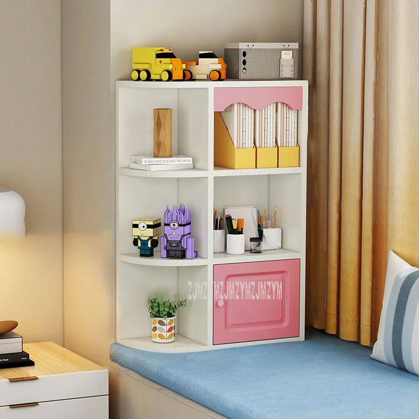 Three Layer Bookshelf Bookcase Simple Modern Living Room Bedroom Window Side Corner Storage Cabinet Wood Organize Shelf |