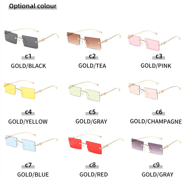 2021 Fashion Square Glasses Women Sunglasses Classic Vintage Metal Frame Eyeglasses Male Female Luxury Sun Glasses Uv400