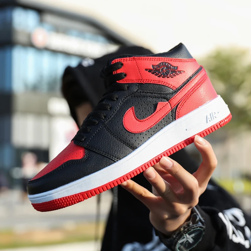 

Motorcycle boots Air Force No. 1 retro high to help men's basketball shoes OG fashion red and white breathable 2019 new