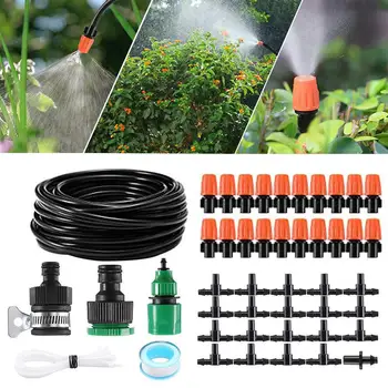 

15M 20 Spray Nozzles Orange Adjustable Micro Drop Irrigation Atomizing Set