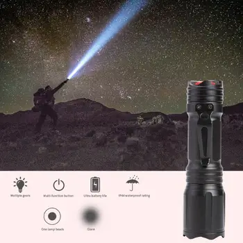 

LED Torch Flashlight Lamp Durable Outdoor Telescopic Zoomable White+Blue+Green+Red Light for Outdoor Fishing Camping Hiking