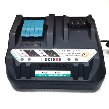 

Hight quality For Makita 18V lithium battery charger DC18RE 2USB Port Rechargeable BL1820-1890 BL1013-1016 batterie Freeshipping