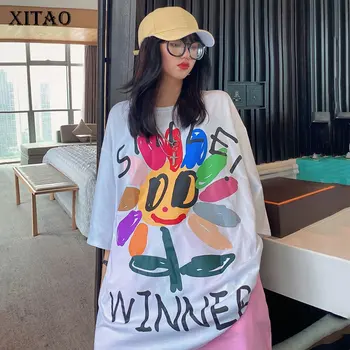 

XITAO Print Letter T Shirt Fashion New Pullover Small Fresh 2020 Spring Full Sleeve Minority Goddess Fan Casual Tee DMY4321