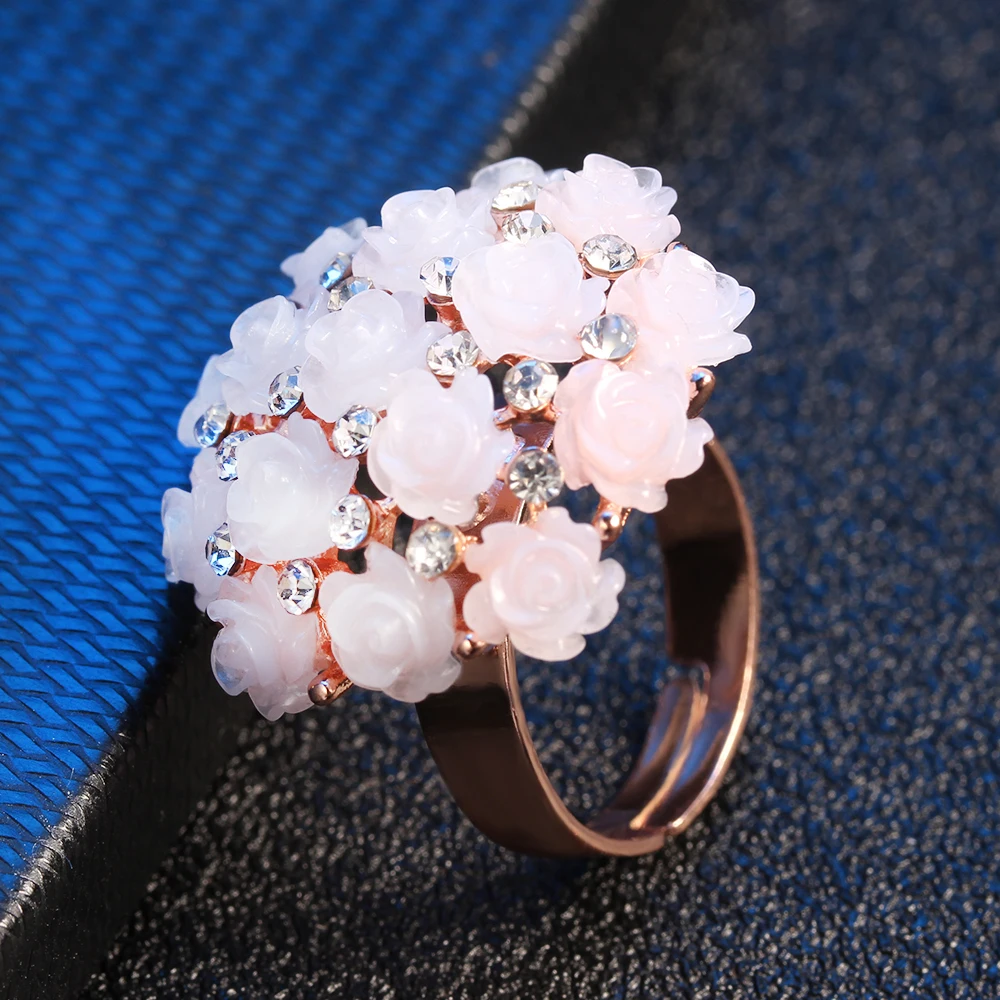 Женское кольцо с розовым цирконием Sakura вечерние Гламурные аксессуары элегантное