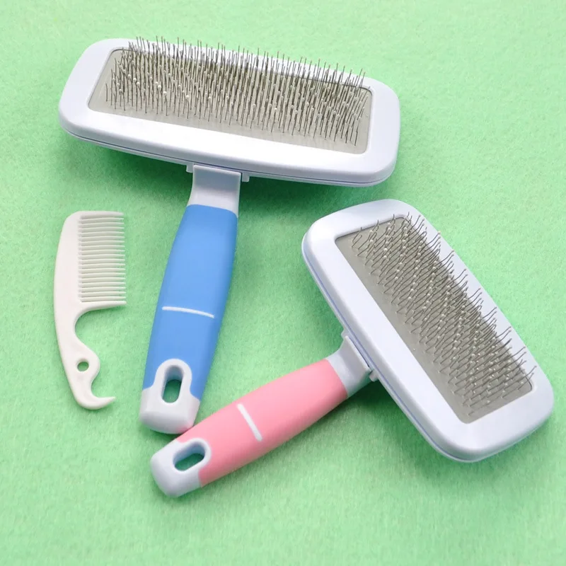 Peines de aguja para mascotas con Mango antideslizante, cepillos de pelo para perros medianos y pequeños, peine anudado, suministros de aseo para perros y gatos