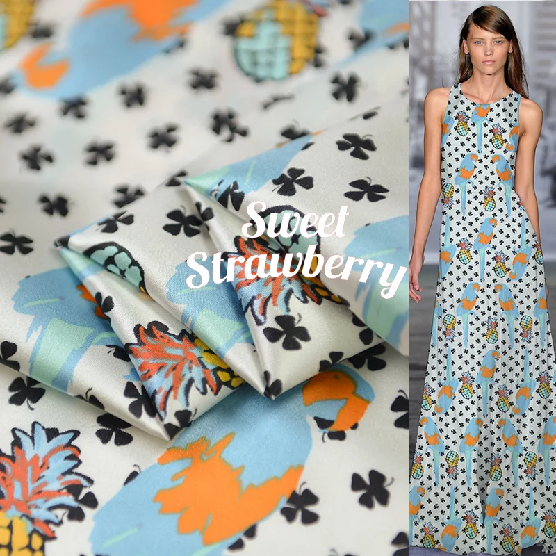 95% шелк 5% спандекс 135 см ширина бренд Печатный Шармез ткань Эластичность Ткань Diy шитье атласное платье Распродажа Новинка